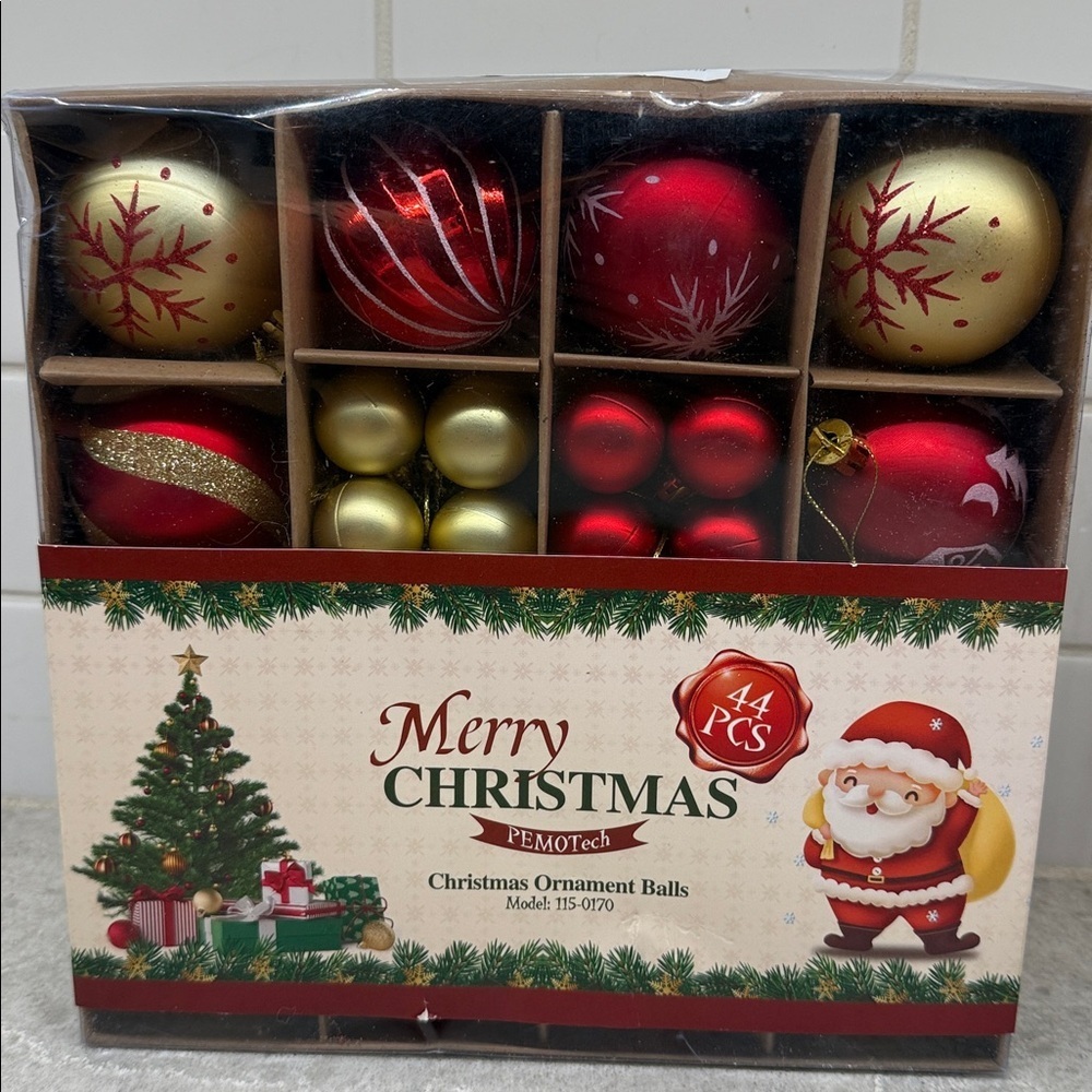 Christmas Ornament Balls Set of 44 - Red and Gold. Brand new in box